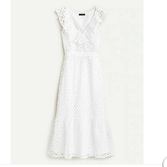 ✨SALE ✨ NWT | J Crew Tiered Midi Dress in Embroidered Eyelet - Picture 3 of 10